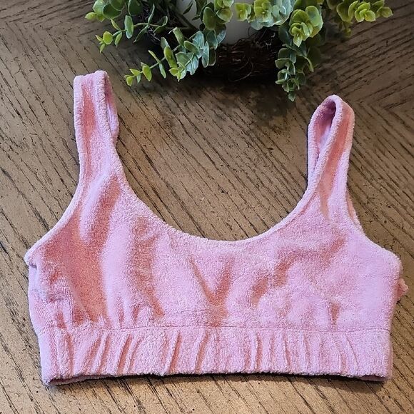 Zara Pink Terry Sports Bra Size S - Picture 1 of 6